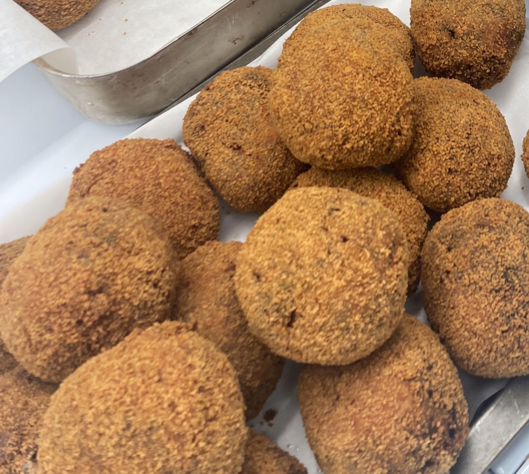 Homemade scotch eggs at Pantri Dysynni